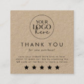 Chic Typografy Kraft Logo QR Code Verlass A Review Quadratische Visitenkarte (Vorderseite)