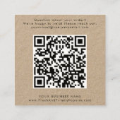 Chic Typografy Kraft Logo QR Code Verlass A Review Quadratische Visitenkarte (Rückseite)