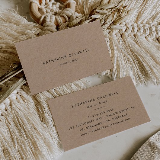 Chic Typografy Kraft Paper Business Card Visitenkarte