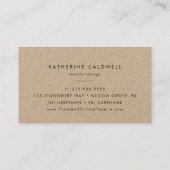 Chic Typografy Kraft Paper Business Card Visitenkarte (Rückseite)