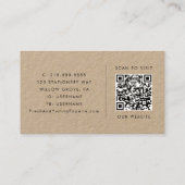 Chic Typografy Kraft Paper Logo und QR Code Visitenkarte (Rückseite)