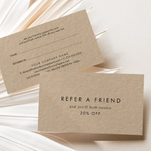 Chic Typografy Kraft Paper Refer a Friend Empfehlungskarte