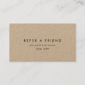 Chic Typografy Kraft Paper Refer a Friend Empfehlungskarte (Vorderseite)