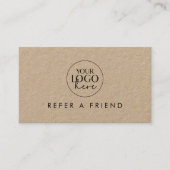 Chic Typografy Kraft Reader a Friend Business Logo Empfehlungskarte (Vorderseite)