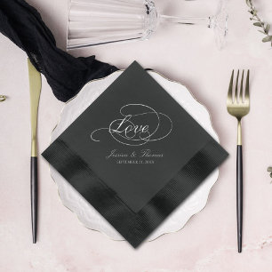 Chic Typografy Liebe Script Wedding Servietten Mit Folie