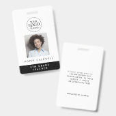 Chic Typografy Logo Foto Mitarbeiter oder Lehrer I Ausweis (Vorder- & Rückseite)