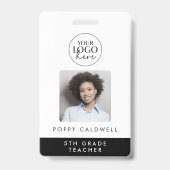 Chic Typografy Logo Foto Mitarbeiter oder Lehrer I Ausweis (Vorderseite)