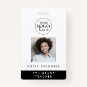 Chic Typografy Logo Foto Mitarbeiter oder Lehrer I Ausweis (Vorderseite)