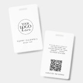 Chic Typografy Logo QR Code Mitarbeiter ID Card Ausweis (Front & Back)
