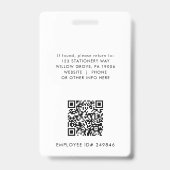 Chic Typografy Logo QR Code Mitarbeiter ID Card Ausweis (Back)