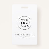 Chic Typografy Logo QR Code Mitarbeiter ID Card Ausweis (Vorderseite)