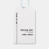 Chic Typografy minimalist Danke Hochzeit Geschenkanhänger (Vorderseite)