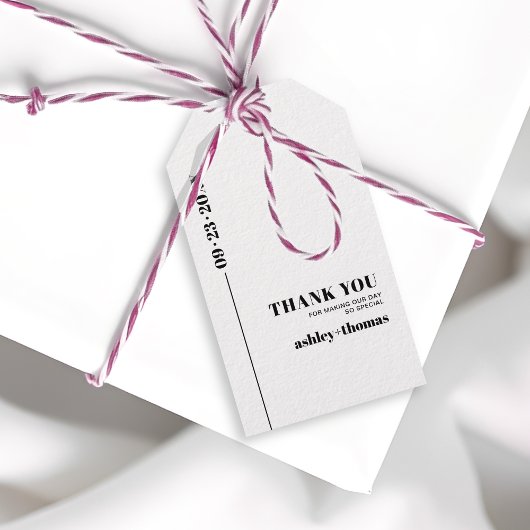 Chic Typografy minimalist Danke Hochzeit Geschenkanhänger