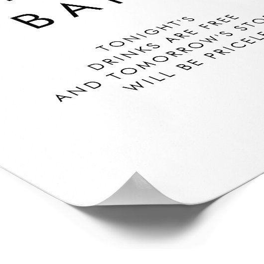 Chic Typografy Open Bar Sign Poster (Ecke)