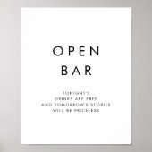 Chic Typografy Open Bar Sign Poster (Vorne)
