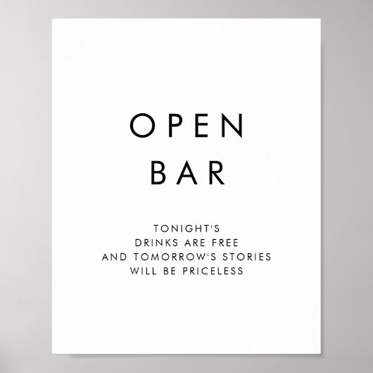 Chic Typografy Open Bar Sign Poster (Vorne)