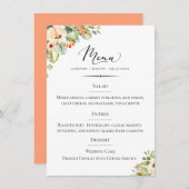 Chic Typografy Peach Floral Wedding Menükarte (Vorne/Hinten)