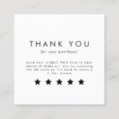 Chic Typografy QR Code Verließ A Review Quadratische Visitenkarte (Vorderseite)