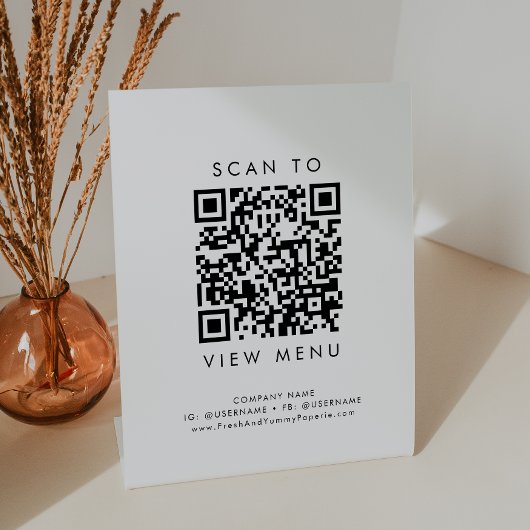 Chic Typografy Restaurant Menü QR Code Sockelschild