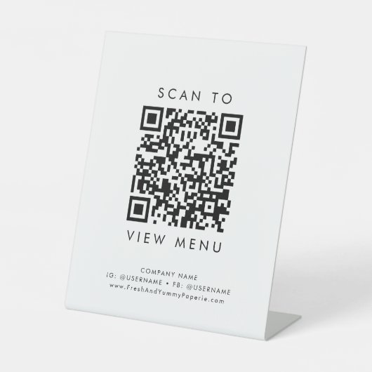 Chic Typografy Restaurant Menü QR Code Sockelschild (Vorderseite)