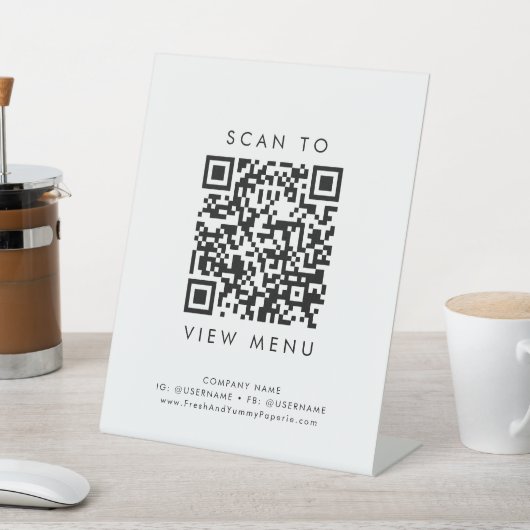 Chic Typografy Restaurant Menü QR Code Sockelschild (In SItu)