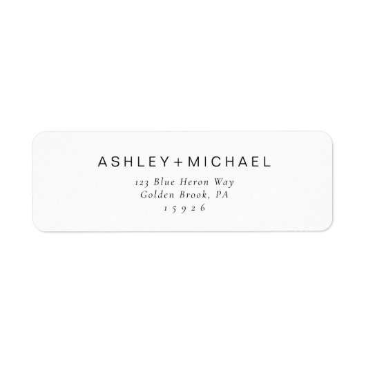 Chic Typografy Return Address Label Black & White (Vorne)