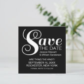 Chic Typografy Save the Date einladen, Black (Stehend Vorderseite)