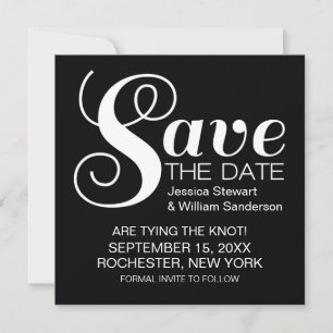 Chic Typografy Save the Date einladen, Black