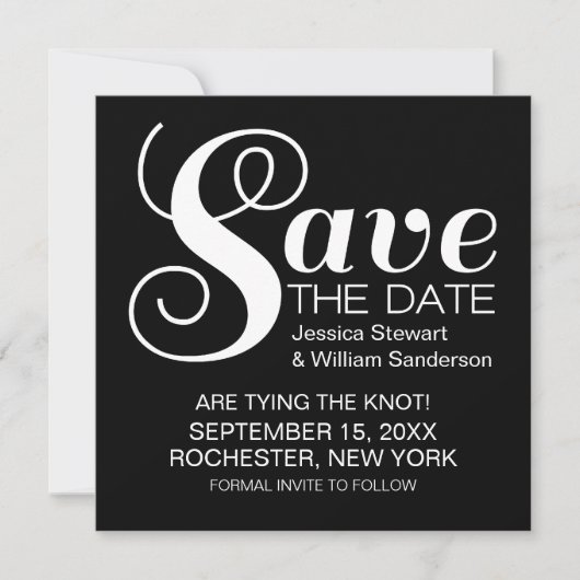 Chic Typografy Save the Date einladen, Black (Vorderseite)