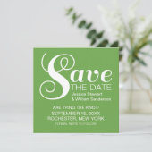 Chic Typografy Save the Date einladen, Green (Stehend Vorderseite)