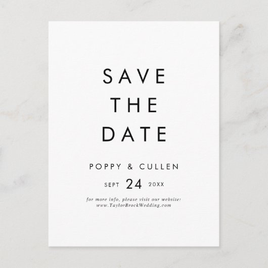 Chic Typografy Save the Date Einladungspostkarte (Vorderseite)