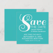 Chic Typografy Save the Date Invite, Aqua (Vorne/Hinten)