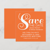 Chic Typografy Save the Date Invite, Orange (Vorne/Hinten)