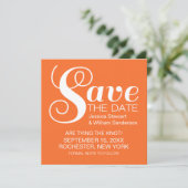 Chic Typografy Save the Date Invite, Orange (Stehend Vorderseite)