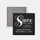 Chic Typografy Save the Date Magnet, Black Magnet (Vorderseite/Rückseite)