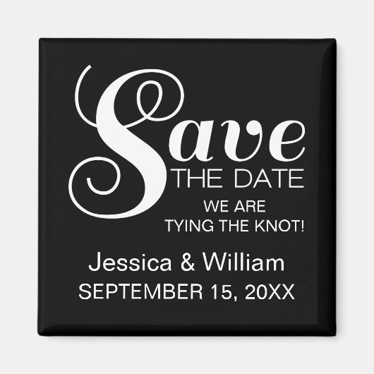 Chic Typografy Save the Date Magnet, Black Magnet (Vorne)