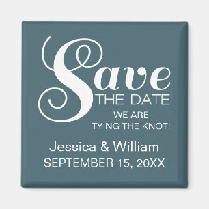 Chic Typografy Save the Date Magnet, blau Magnet