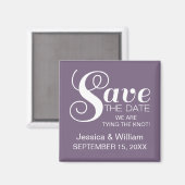 Chic Typografy Save the Date Magnet, Lila Magnet (Vorderseite/Rückseite)