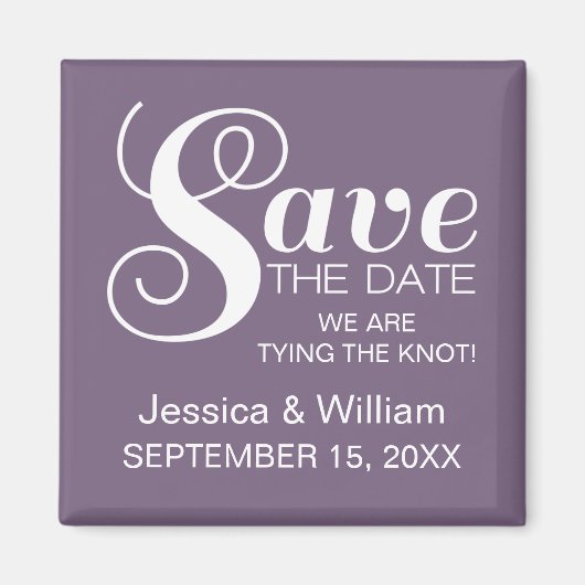 Chic Typografy Save the Date Magnet, Lila Magnet (Vorne)