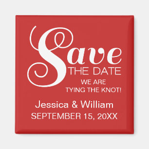 Chic Typografy Save the Date Magnet, Red Magnet