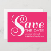 Chic Typografy Save the Date Postcard, Pink Ankündigungspostkarte (Vorne/Hinten)