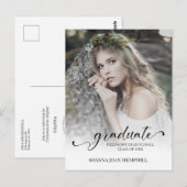 Chic Typografy Script Graduate School Abschluss Postkarte (Vorne/Hinten)