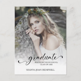 Chic Typografy Script Graduate School Abschluss Postkarte