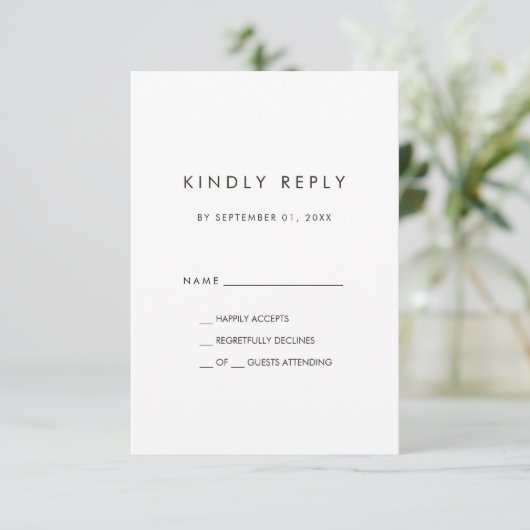 Chic Typografy Simple RSVP Card (Stehend Vorderseite)