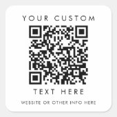 Chic Typografy Small Business Custom QR Code Quadratischer Aufkleber (Vorderseite)
