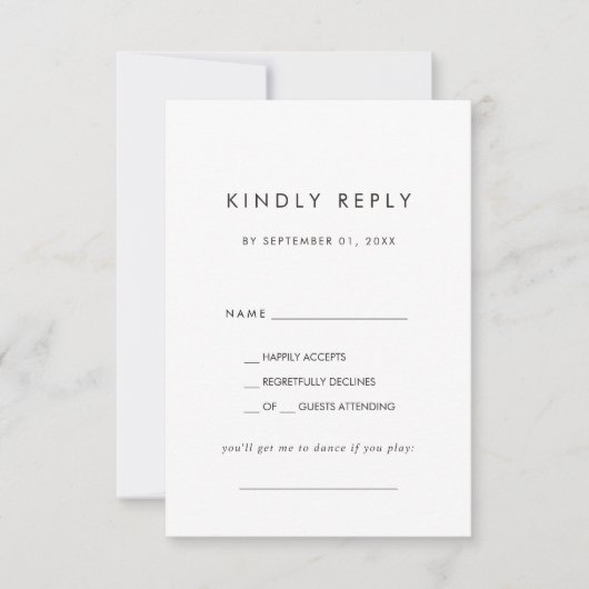 Chic Typografy Song Request RSVP Card Karte (Vorderseite)