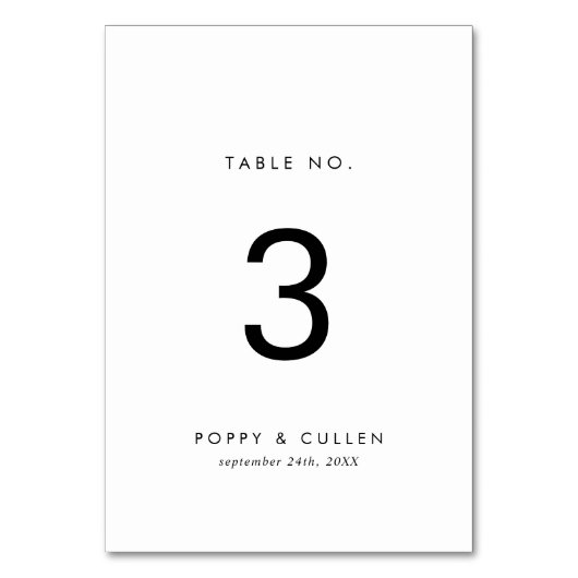 Chic Typografy Tischnummer (Rückseite)