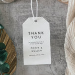Chic Typografy Vielen Dank für Ihre Unterstützung Geschenkanhänger<br><div class="desc">Diese schicke Typografie danken Ihnen für Geschenkmarken sind perfekt für eine moderne Hochzeit. Das einfache Design zeichnet sich durch klassisch minimalistische schwarz-weiße Typografie mit einem rustikalen Bohustempfinden aus. Anpassbar in jeder Farbe. Behalt das Design minimal und elegant, wie es ist, oder personalisiere es durch Hinzufügen von eigenen Grafiken und Kunstwerken....</div>