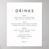 Chic Typografy Wedding Drinks Menu Sign Poster (Vorne)