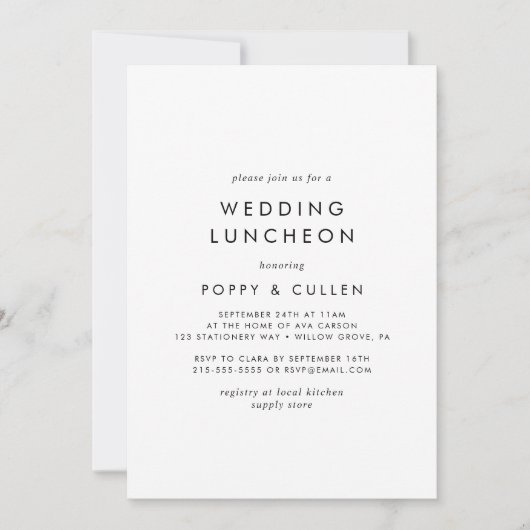 Chic Typografy Wedding Luncheon Einladung (Vorderseite)